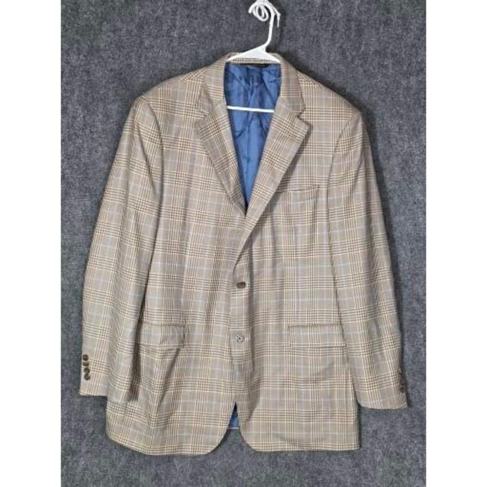 Baumans Men's Plaid Wool Blazer Jacket Tall Long SB‎ Austin Italy Made Canada